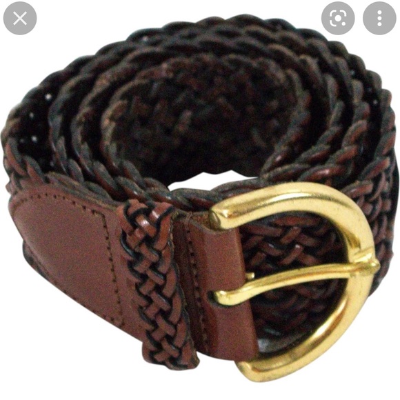 Vintage Coach Handmade Woven Leather Brown Belt Medium #8541